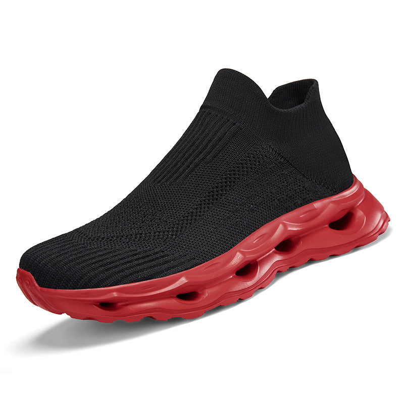 Unisex nan sockenartiger Strickslipper mit gelochter Hohlkammer-Dämpfung Drune