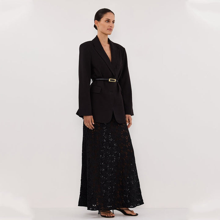 Damen Spitzenmaxirock mit elegantem tailliertem Schnitt und hochwertigem Material Drune