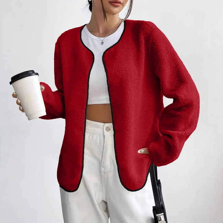 Damen lässige Fleecejacke mit offenem Schnitt und praktischen Taschen Drune