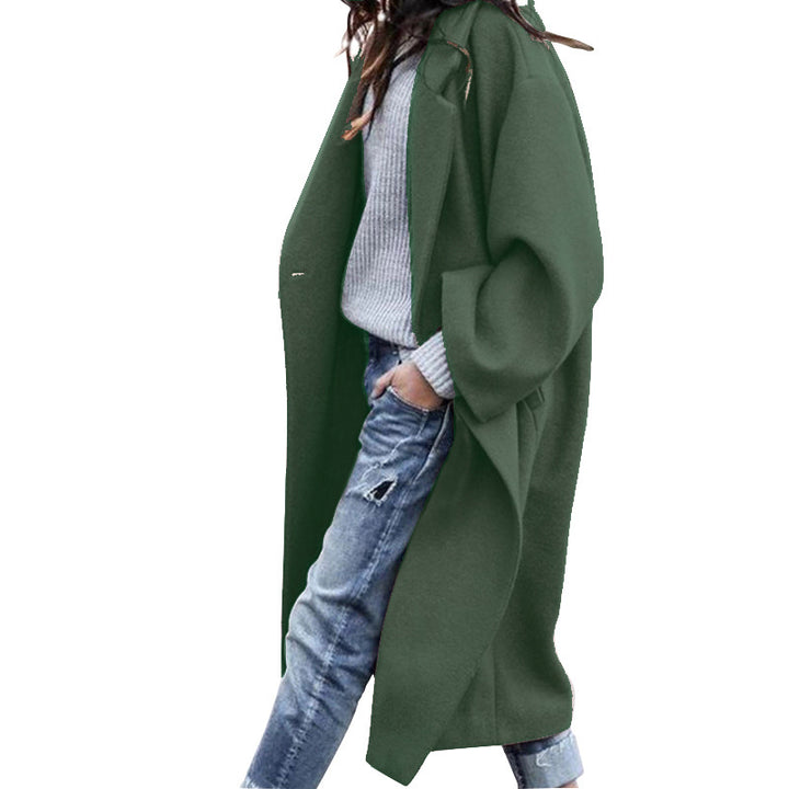 Damen Oversize-Wollmantel mit Reverskragen Drune