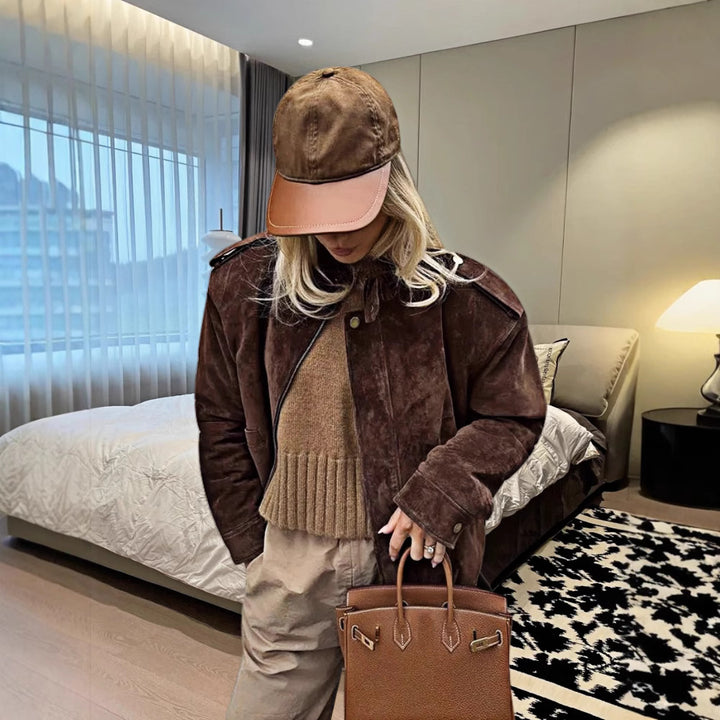 Damen stylische Utility-Jacke mit Gürtel und praktischen Taschen Drune