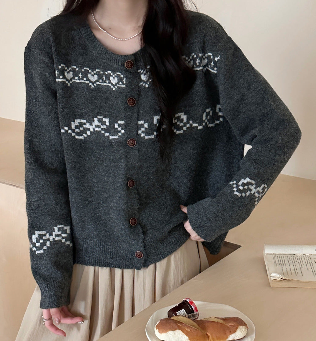 Damen Kuscheliger Strickcardigan mit einzigartigem Muster Drune