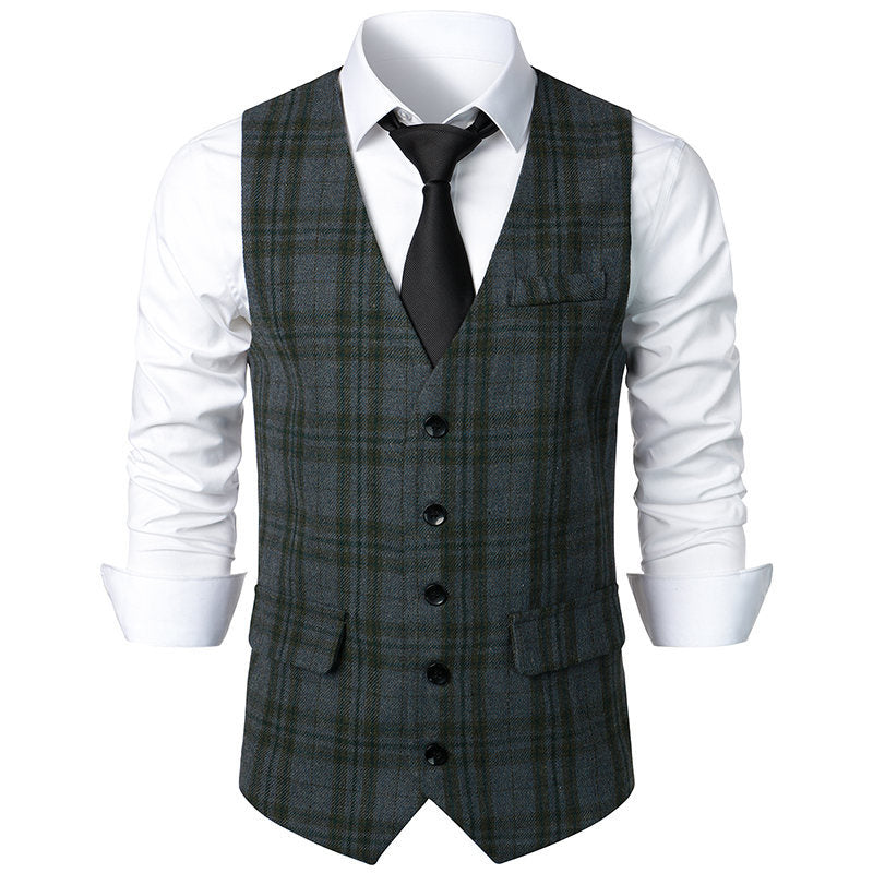 Herren klassische Karoveste mit elegante Schnitt und praktischen Taschen Drune