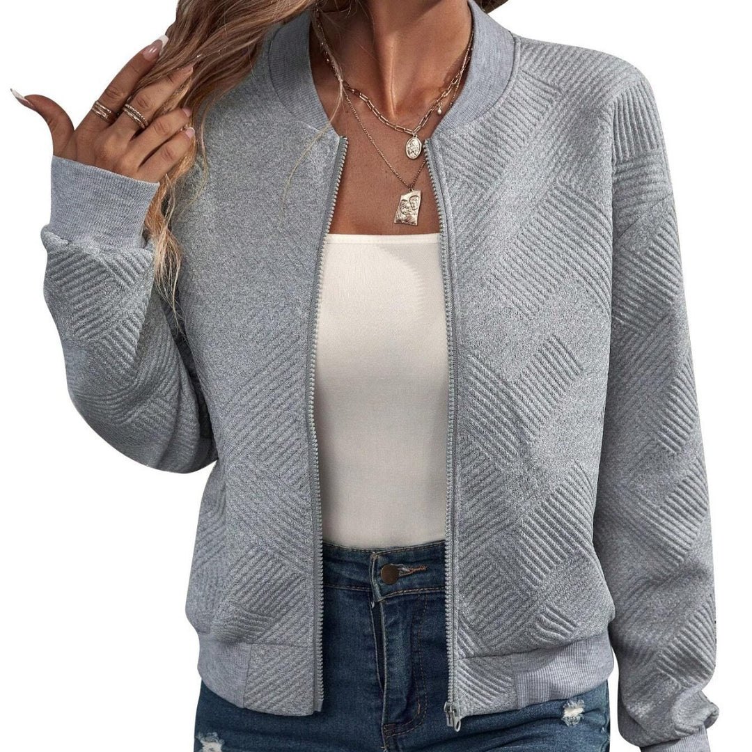 Damen modischer Bomberjacke mit strukturiertem Design und elastischem Bund Drune