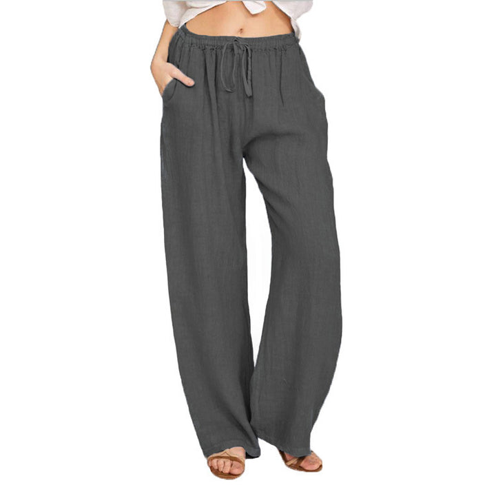 Damen weite Leinenhose mit elastischem Bund Drune