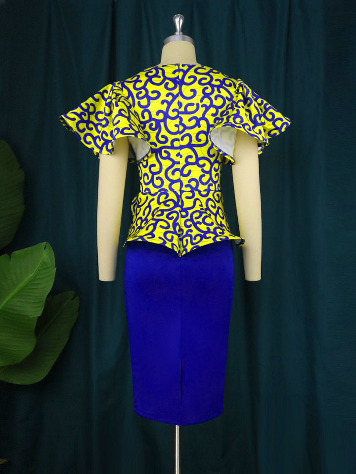 Damen Elegantes Peplum-Oberteil mit schulterfreien Ärmeln und floralem Muster Drune