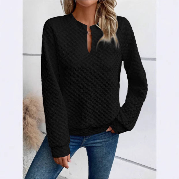 Damen Sweatshirt mit strukturiertem Steppdesign und modischem Ausschnitt Drune