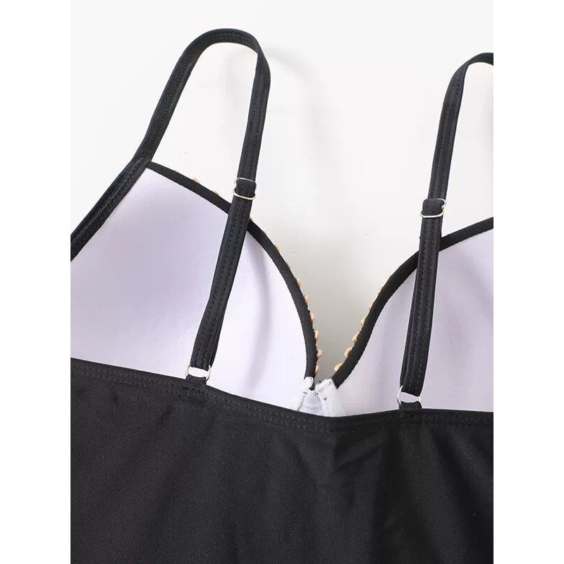 Damen Einteiler Badeanzug mit eleganten Überwurf-Details Drune