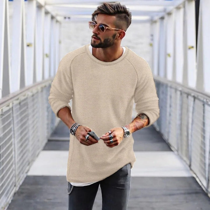 Herren lässiger Pullover mit innovativem Strickmuster Drune
