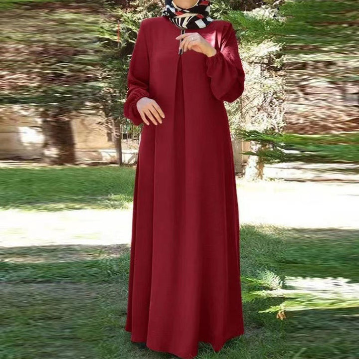 Damen Maxikleid mit elegantem Stehkragen und angeschnittenen Ärmeln Drune
