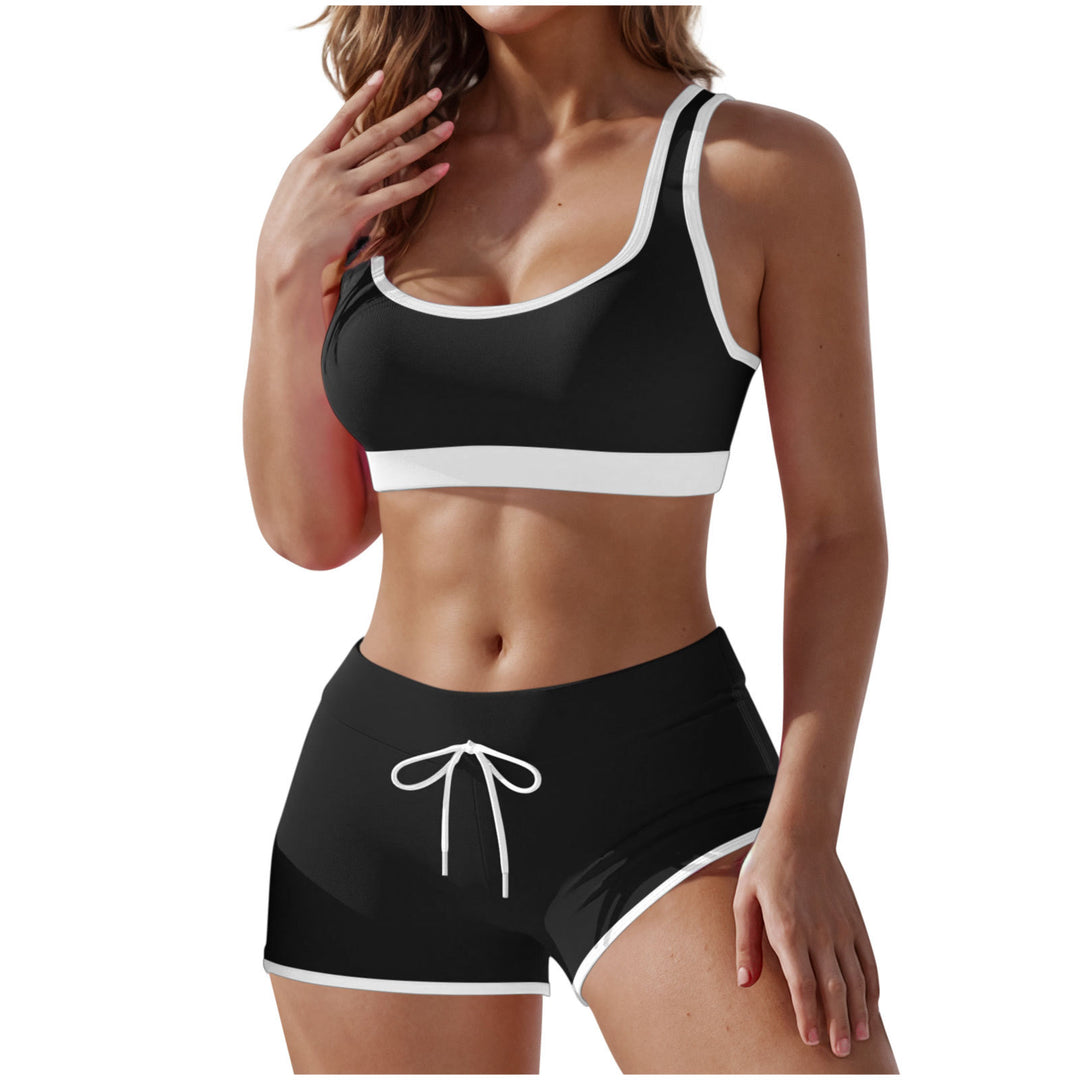 Damen nan stützendes Sportbustier mit breitem Unterbrustband und taillenhohen Trainingsshorts Drune