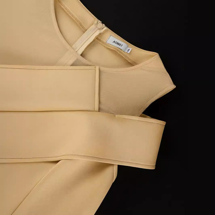 Damen Elegantes Cocktailkleid mit asymmetrischem Schnitt und transparenten Ärmeln Drune