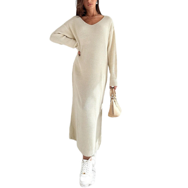 Damen Lässiges Strickkleid mit asymmetrischem Schnitt und schickem Gürtel Drune