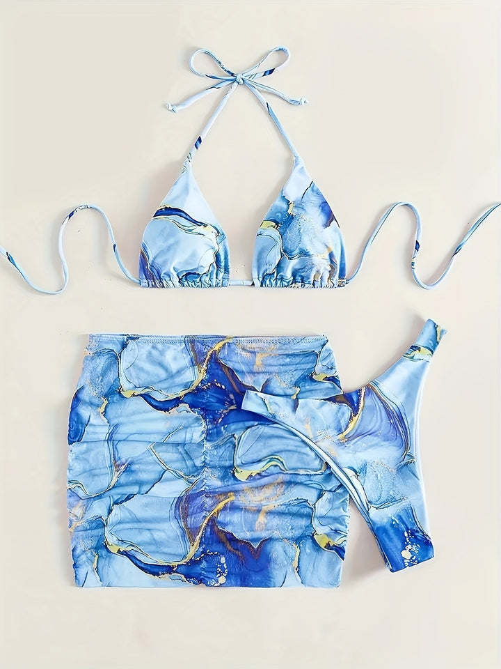Damen Triangel-Bikini mit modischem Wickelrock Drune