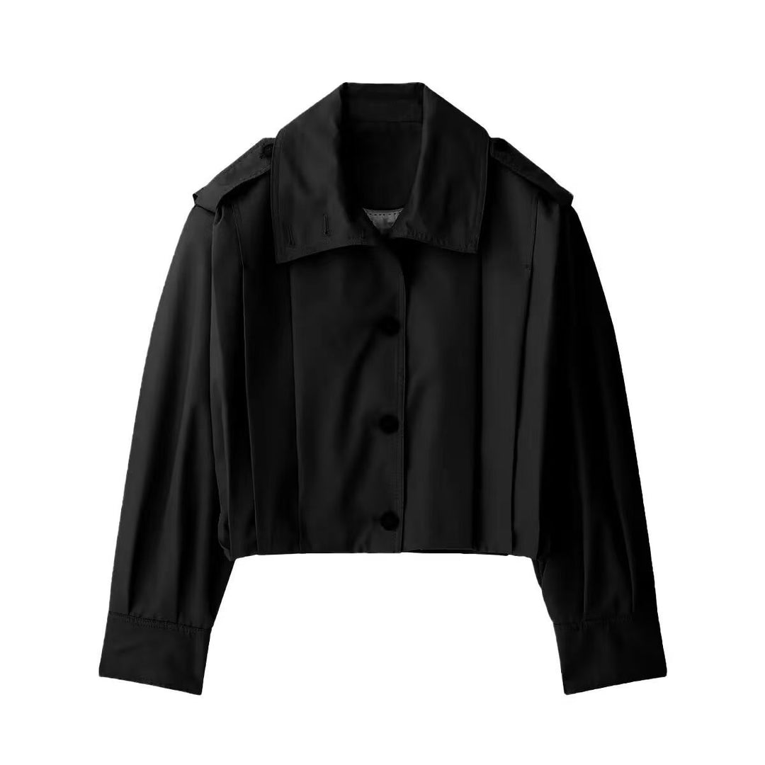 Damen modische taillierte Bluse mit durchgehenden Knopfdetails Drune