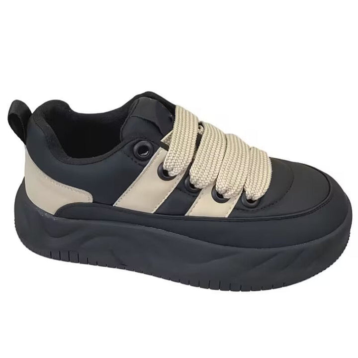 Damen Plattform Sneakers mit dickem Gummi-Style und farblich abgesetzten Details Drune