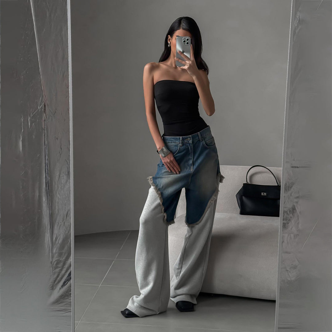 Damen Oversized Jeans mit einzigartigen Fransen-Details und modernem Schnitt Drune