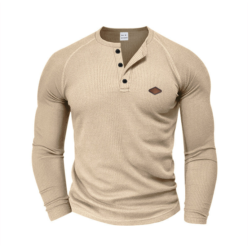 Herren Langarm Hemd mit strukturiertem Gewebe und modischen Knopfdetails Drune