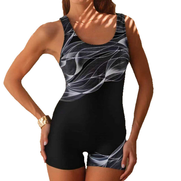 Damen Sportlicher Einteiler-Badeanzug mit grafischem Design Drune