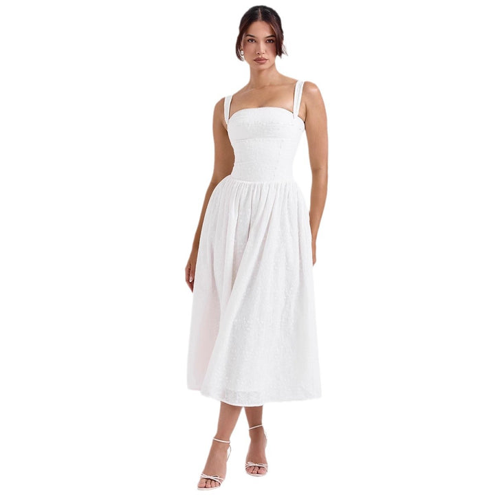 Damen Midikleid im klassischen Karomuster mit elastischem Oberteil und praktischen Taschen Drune