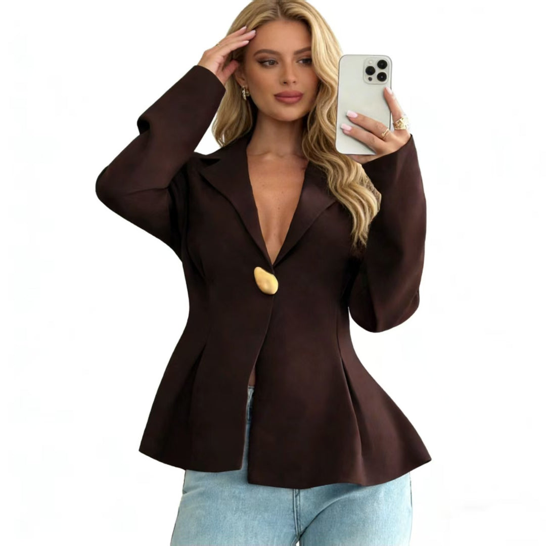 Damen Peplum-Blazer mit ausgefallenen Knopfdetails Drune