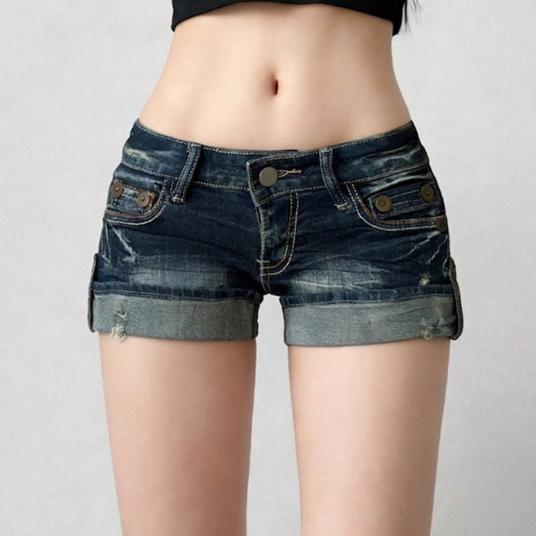 Damen Denim Shorts mit modischen Knopfdetails und lässigem Design Drune