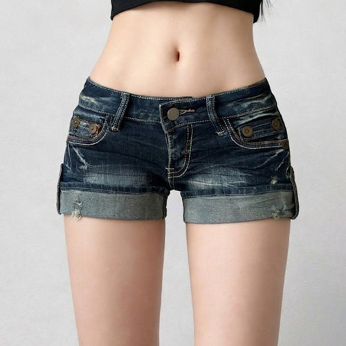 Damen Denim Shorts mit modischen Knopfdetails und lässigem Design Drune