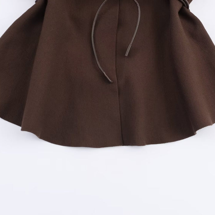 Damen Wickeljacke mit Taillengürtel und weiten Ärmeln Drune