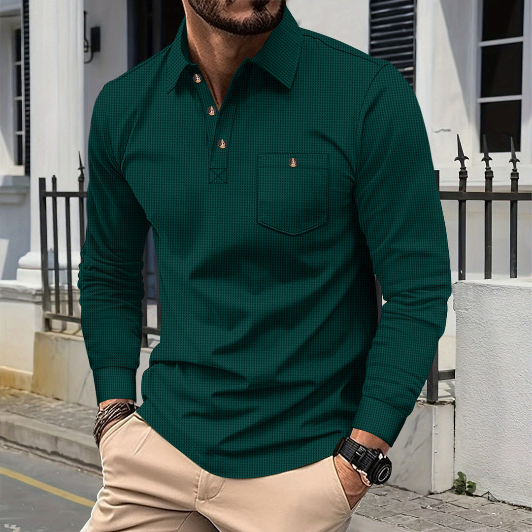 Herren Langarmhemd mit modischem Design und praktischem Brusttaschen Drune