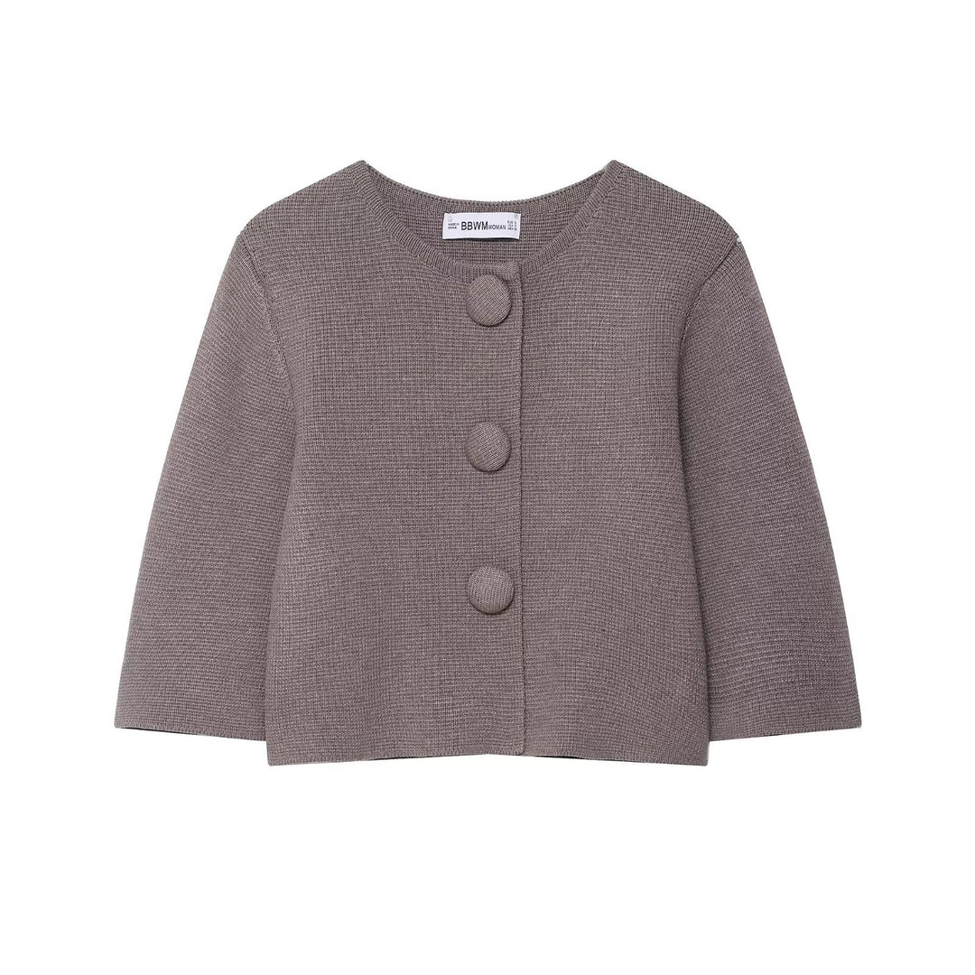 Damen stilvolle Strickjacke mit Knopfdetails Drune