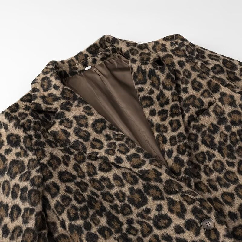 Damen elegante Leopardenblazerjacke Drune