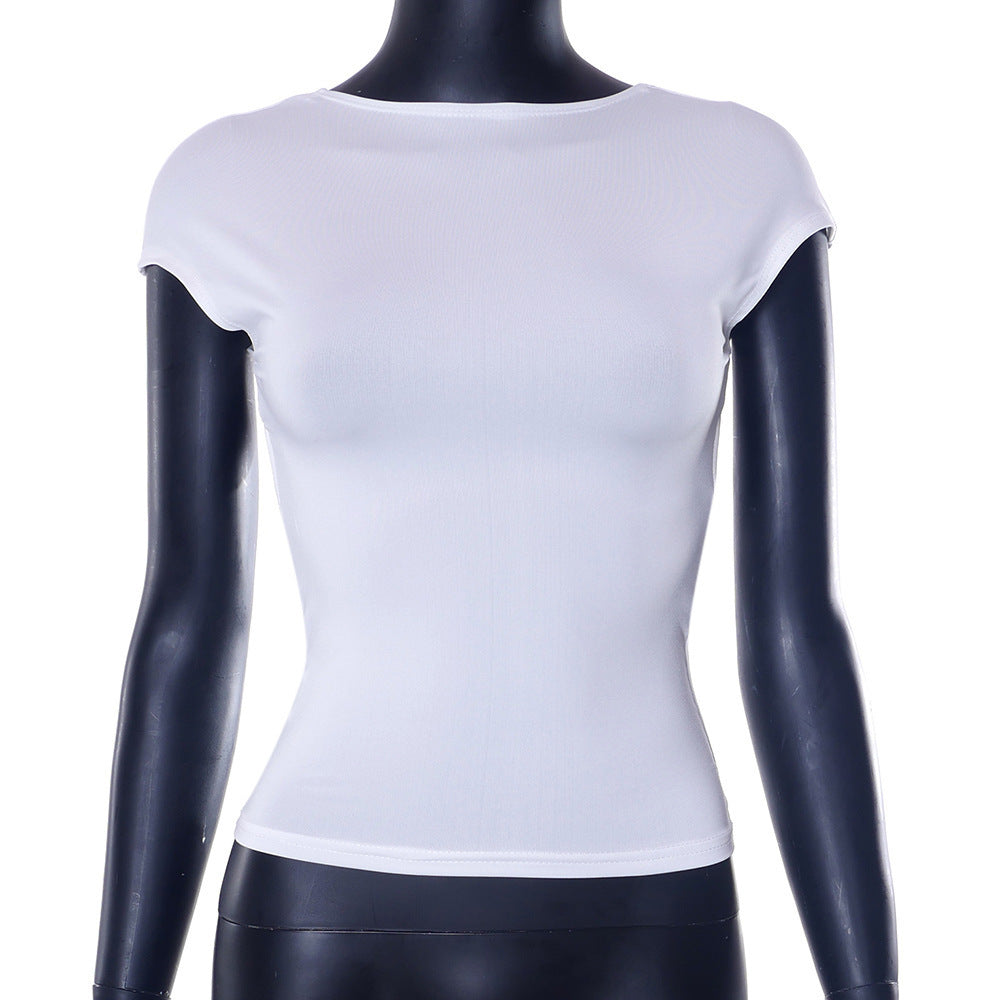 Damen körpernahes Kurzarmshirt aus elastischem Material Drune