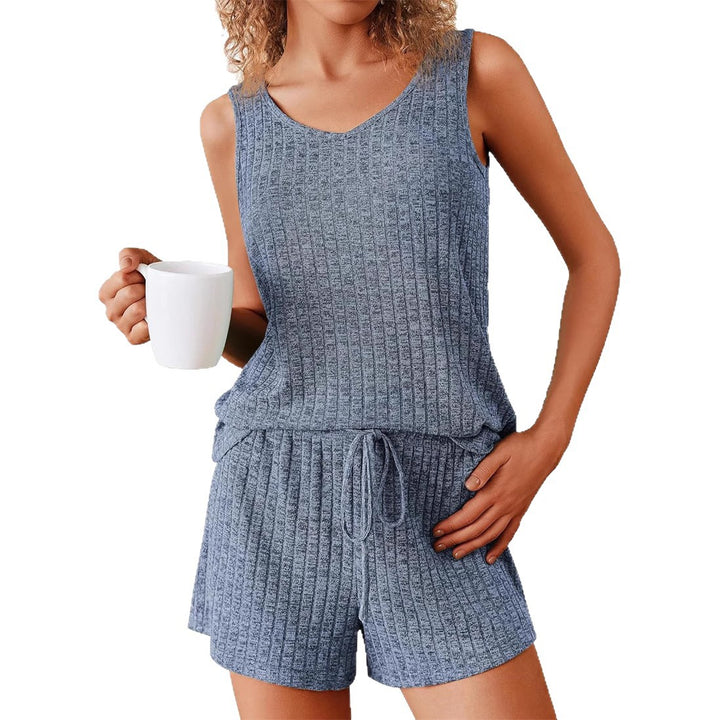 Damen Komfortables Kurzoverall Set mit Struktur Drune