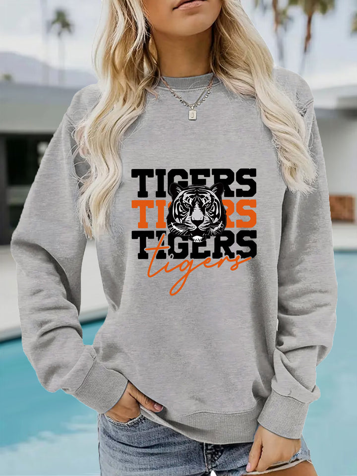 Damen Sweatshirt mit animalistischem Tiger-Design und lässigem Schnitt Drune