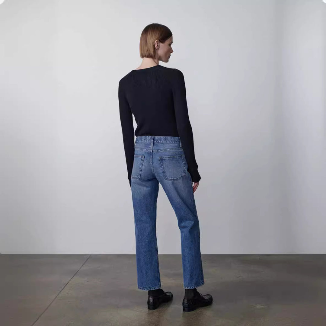 Damen Figurbetontes Rippstrickoberteil Drune