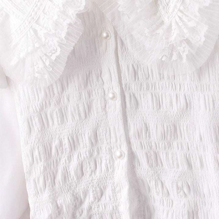 Damen Bluse mit voluminösem Rüschenkragen Drune