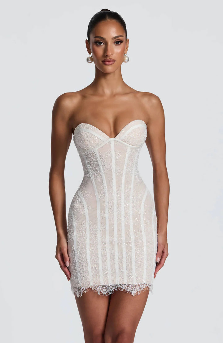 Damen Spitzen Kleid mit figurbetonter Silhouette Drune