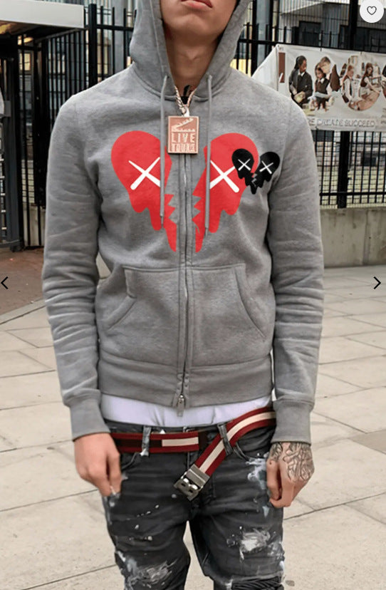 Herren Kapuzenjacke mit auffälligem Herzmotiv Drune