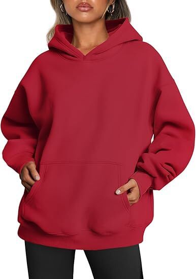 Damen nan Oversize Kapuzenpullover aus weicher Baumwollmischung mit Kängurutasche Drune