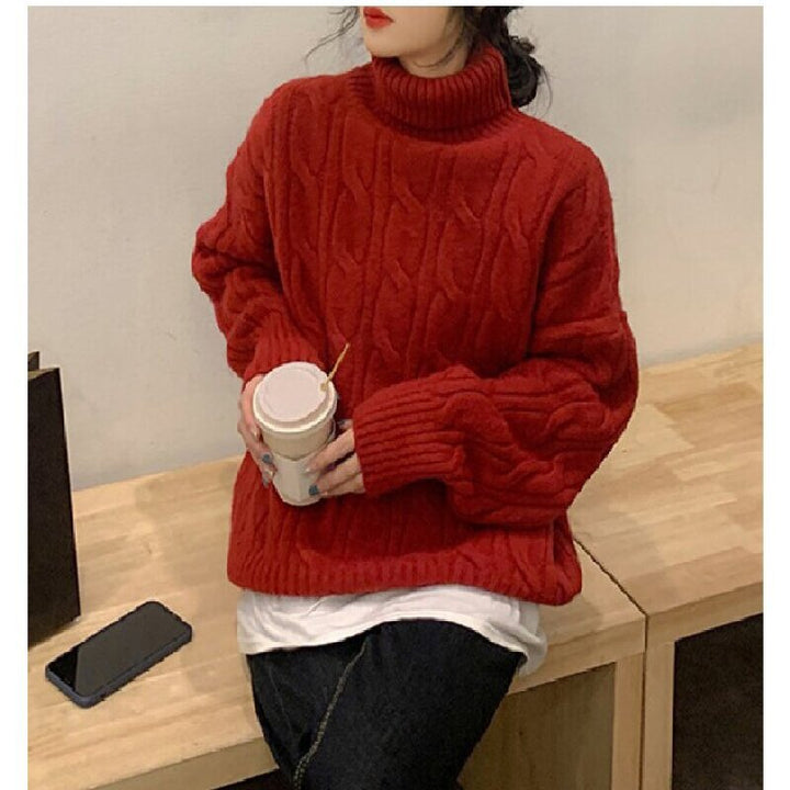 Damen Strickpullover mit hohem Kragen Drune