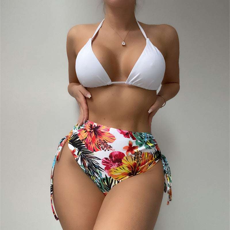 Damen Hochtaillierter Bikini mit floralem Cover-Up Drune
