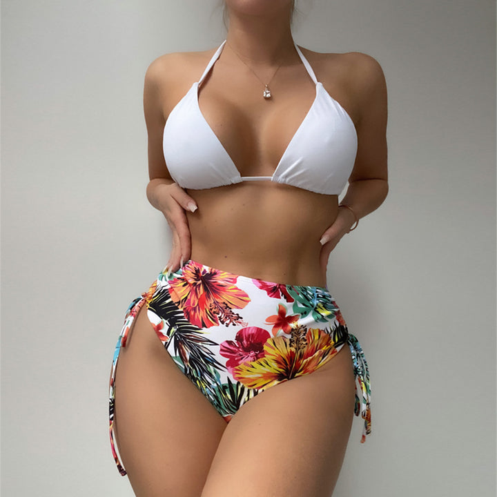 Damen Hochtaillierter Bikini mit floralem Cover-Up Drune