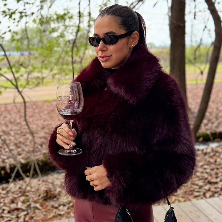 Damen Kunstpelzjacke mit voluminösen Ärmeln und elegantem Schnitt Drune