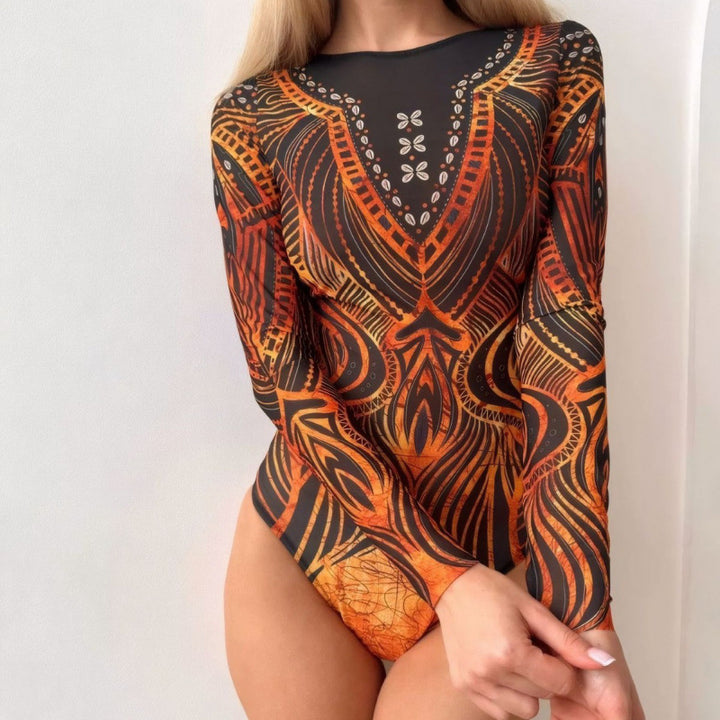 Damen Hochgeschnittene Palazzo-Hosen mit buntem Muster Drune