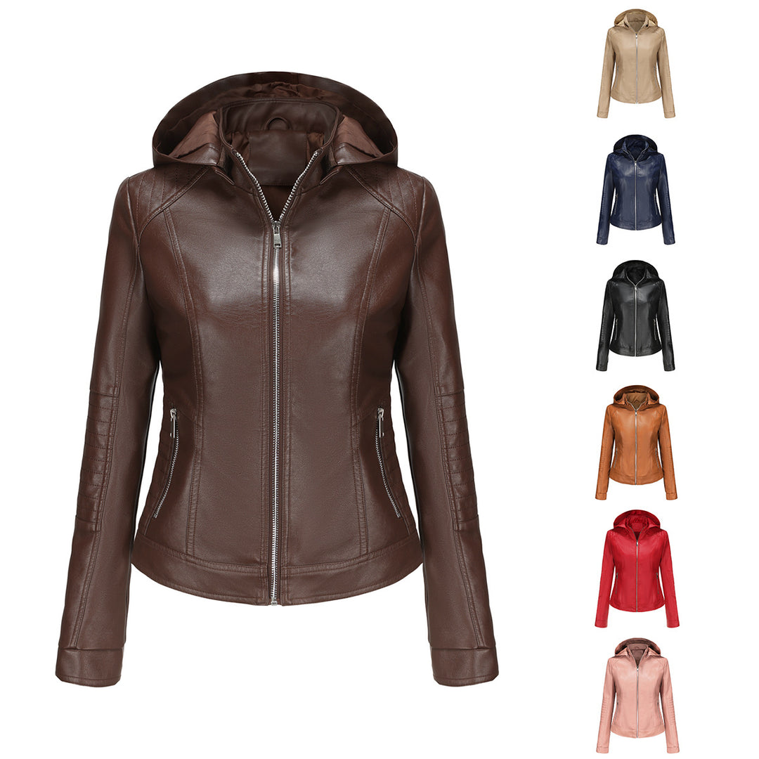Damen Kapuzenjacke aus hochwertigem Kunstleder Drune