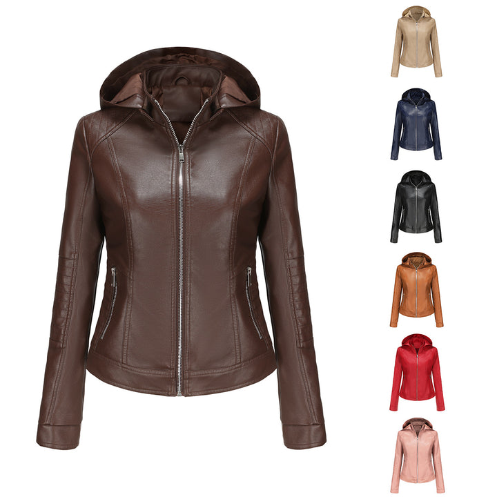 Damen Kapuzenjacke aus hochwertigem Kunstleder Drune
