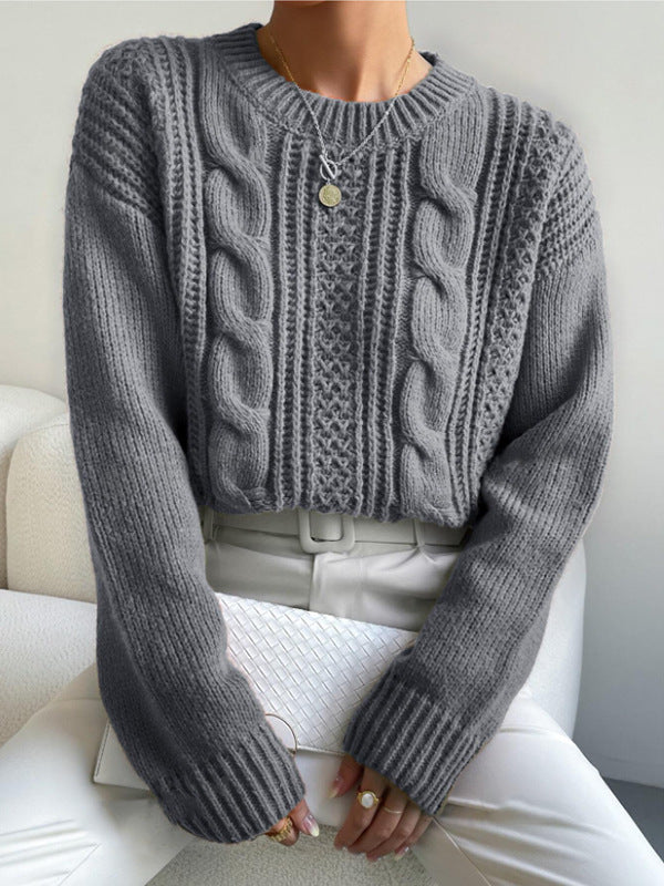 Damen Grobstrickpullover mit Zopfmuster und lässigem Schnitt Drune