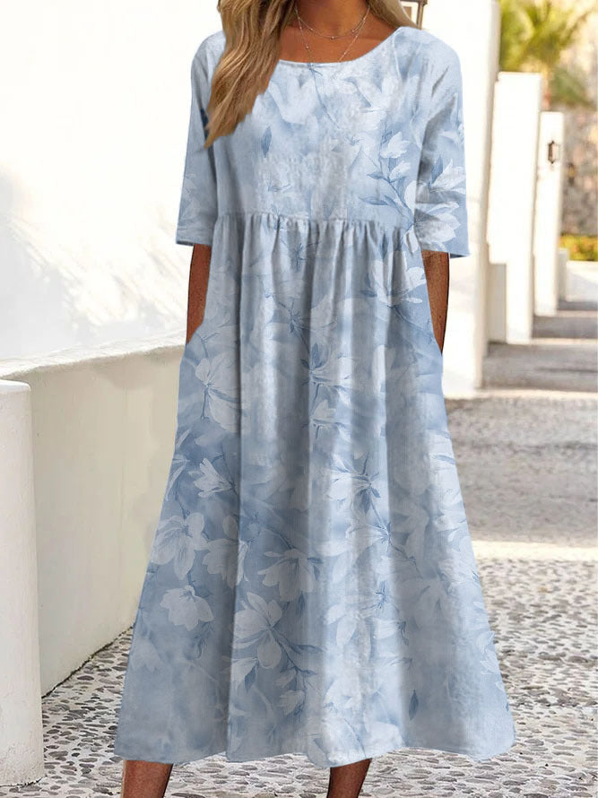 Drune | Kurzärmeliges Sommerkleid mit Blätterdruck