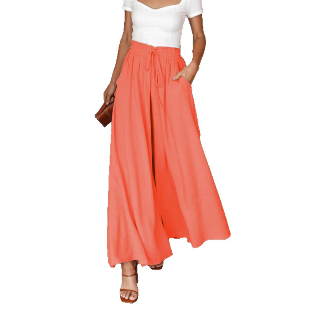 Damen weite Hose mit elastischem Bund und Taschen Drune