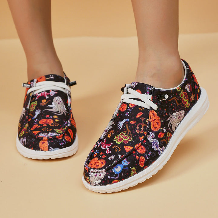 Damen Atmungsaktive Freizeitsneaker mit lustigem Halloween-Motiv Drune